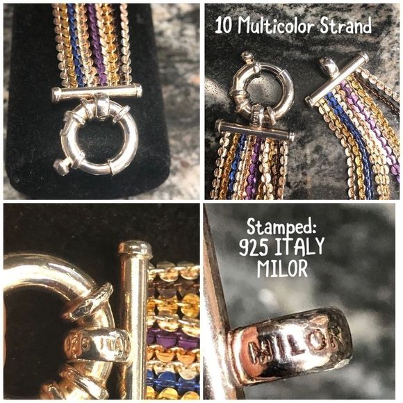 MILOR Italy 925 Sterling 10-Multicolor Bracelet - Picture 4 of 8